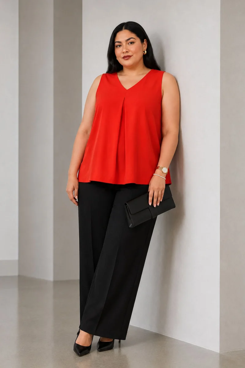 Fleura|Cotton V Neck Flared Top
