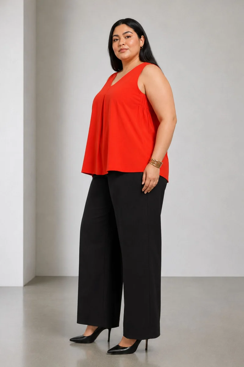 Fleura|Cotton V Neck Flared Top