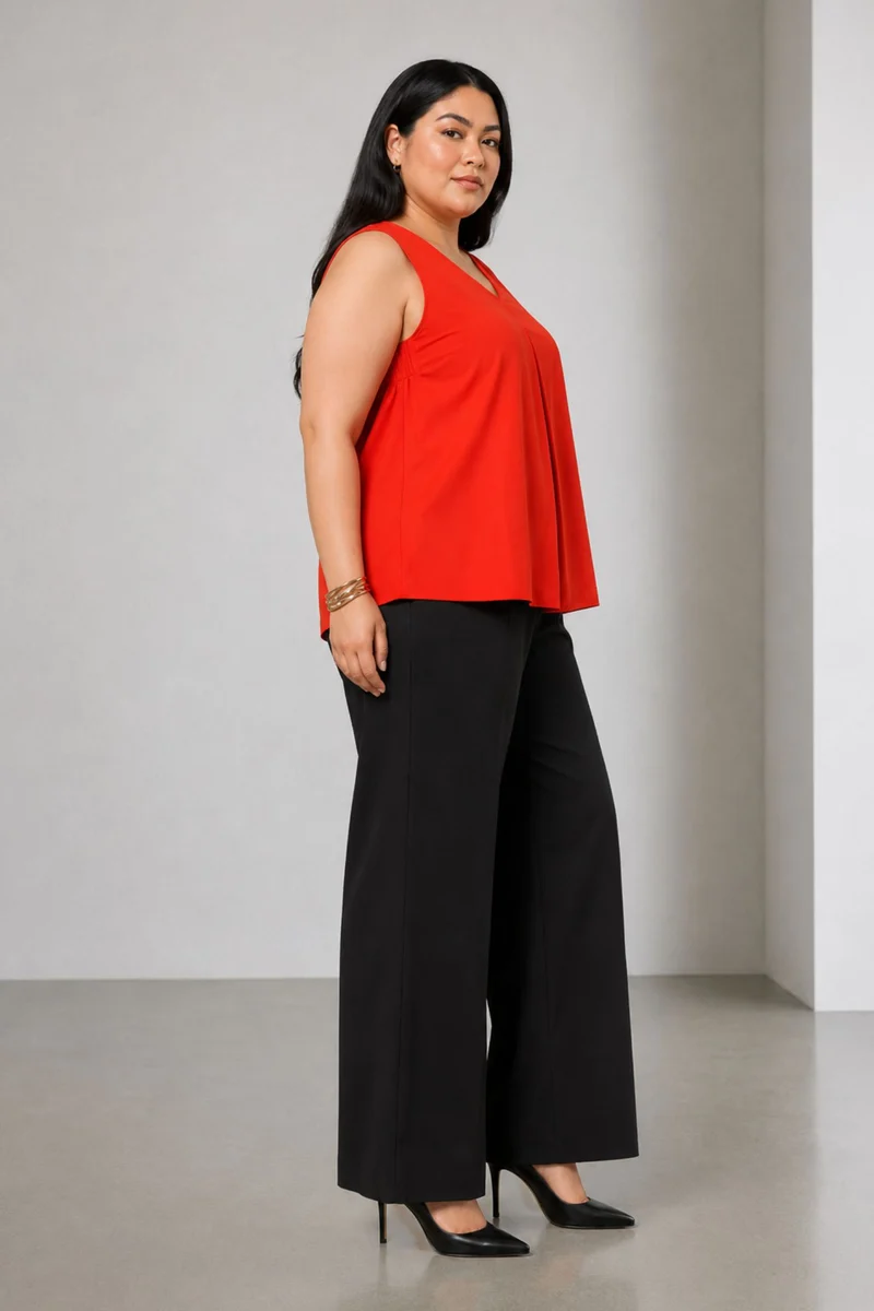 Fleura|Cotton V Neck Flared Top