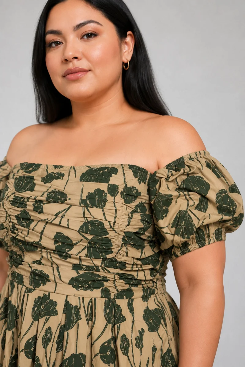 Aurex|Cotton Off Shoulder Midi Dress