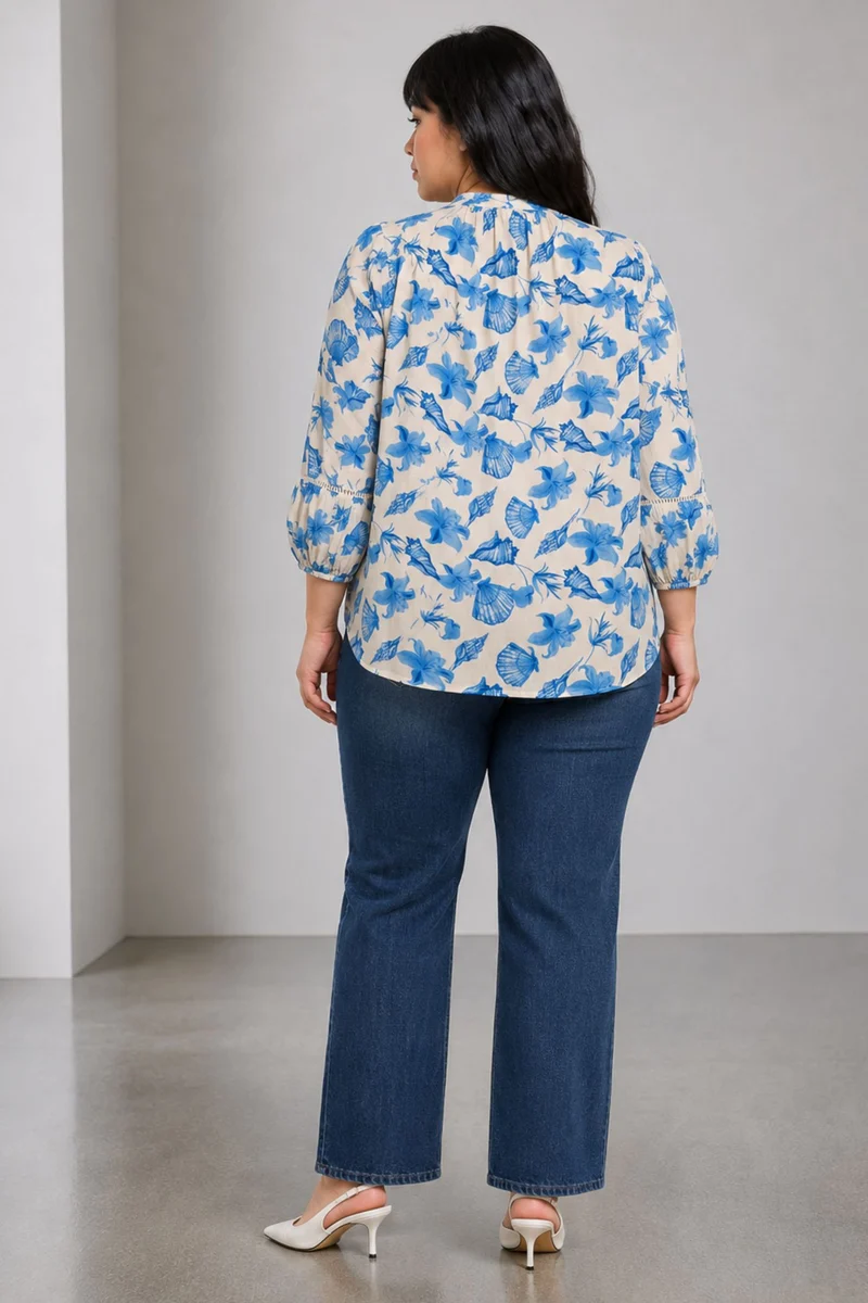 Vaila|Viscose Top With Lace Insert