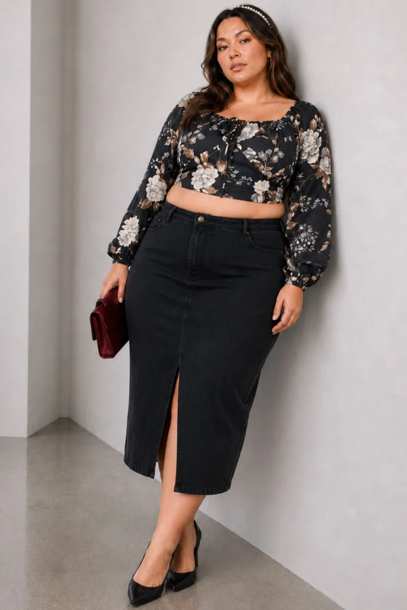 Eiris|Cotton Crop Puff Sleeve Top