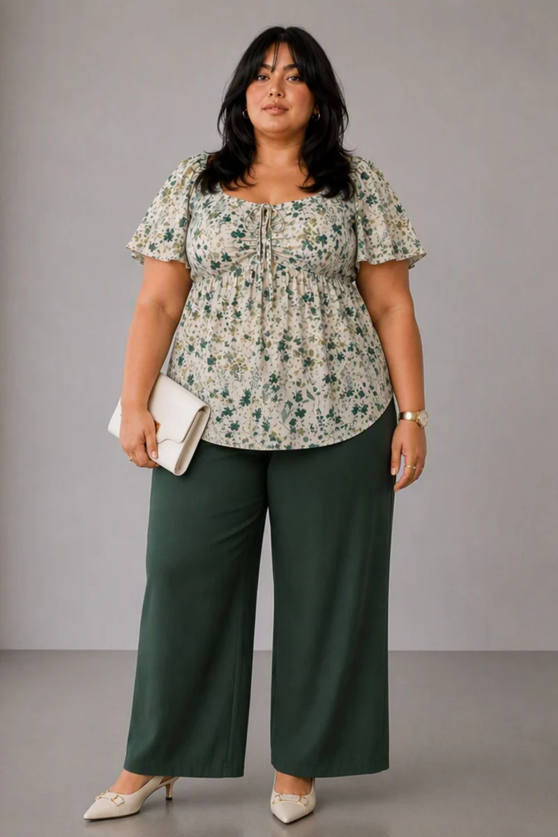 Novia|Floral Ruched Peplum Top