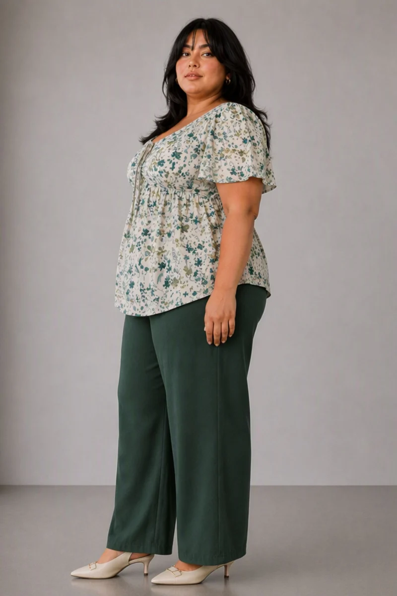 Novia|Floral Ruched Peplum Top