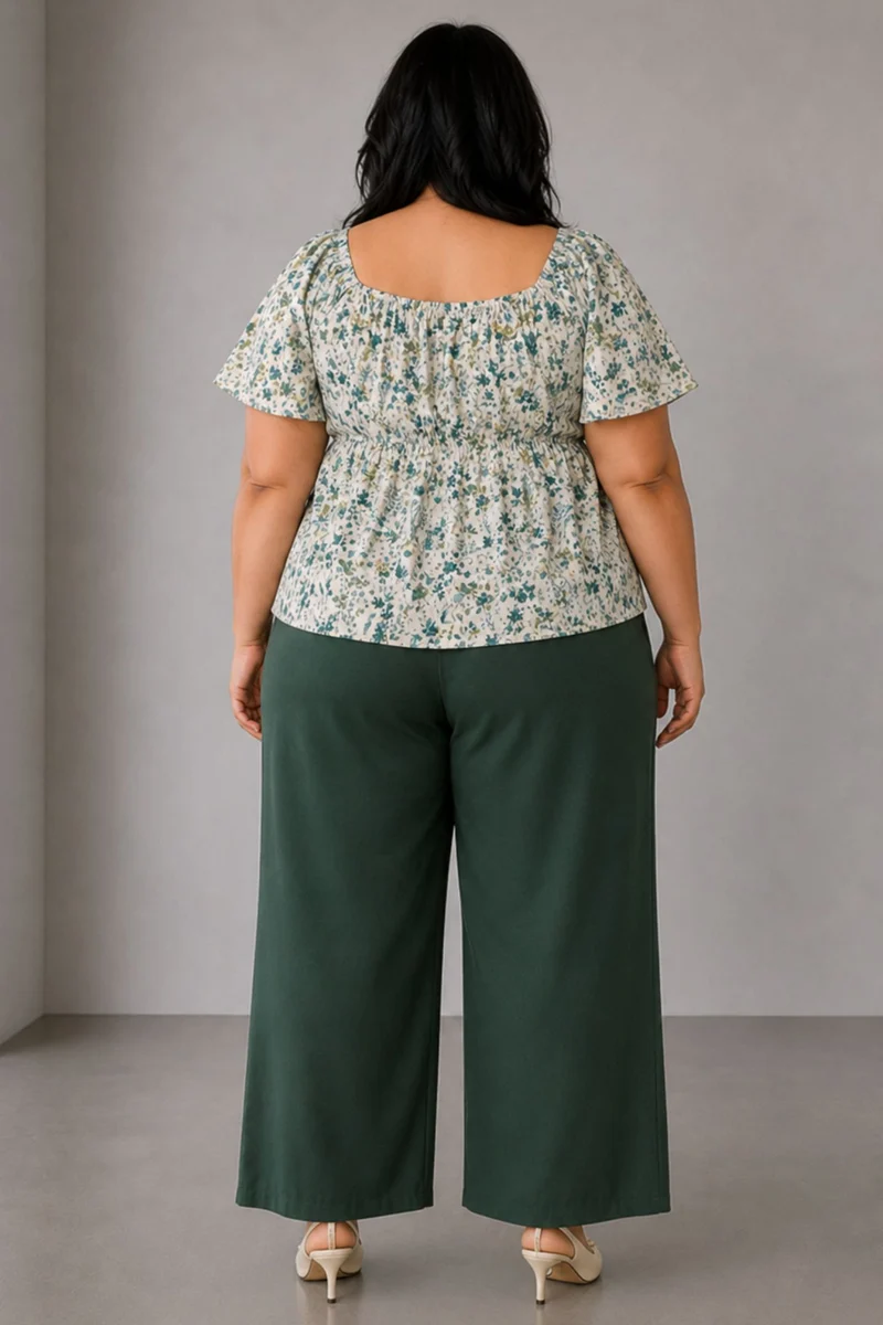 Novia|Floral Ruched Peplum Top