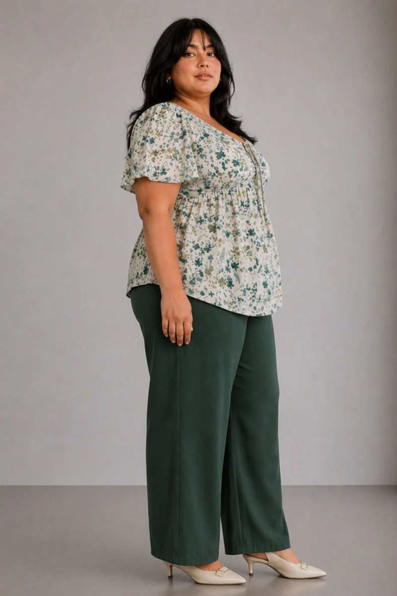 Novia|Floral Ruched Peplum Top