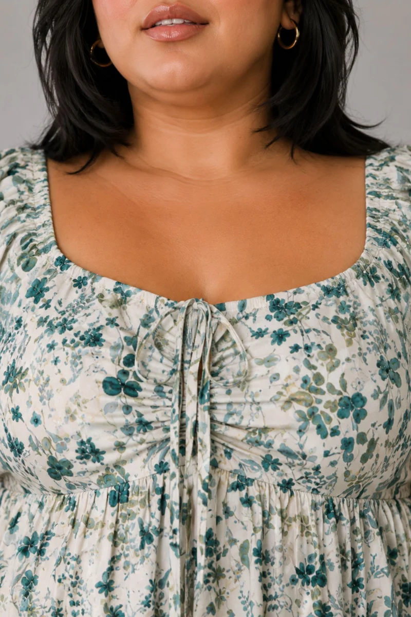Novia|Floral Ruched Peplum Top