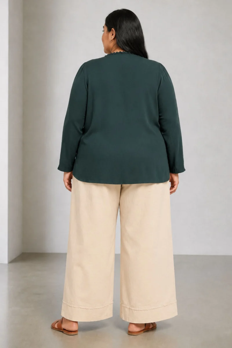 Civra|Rayon V Neck Top With Lace Detail
