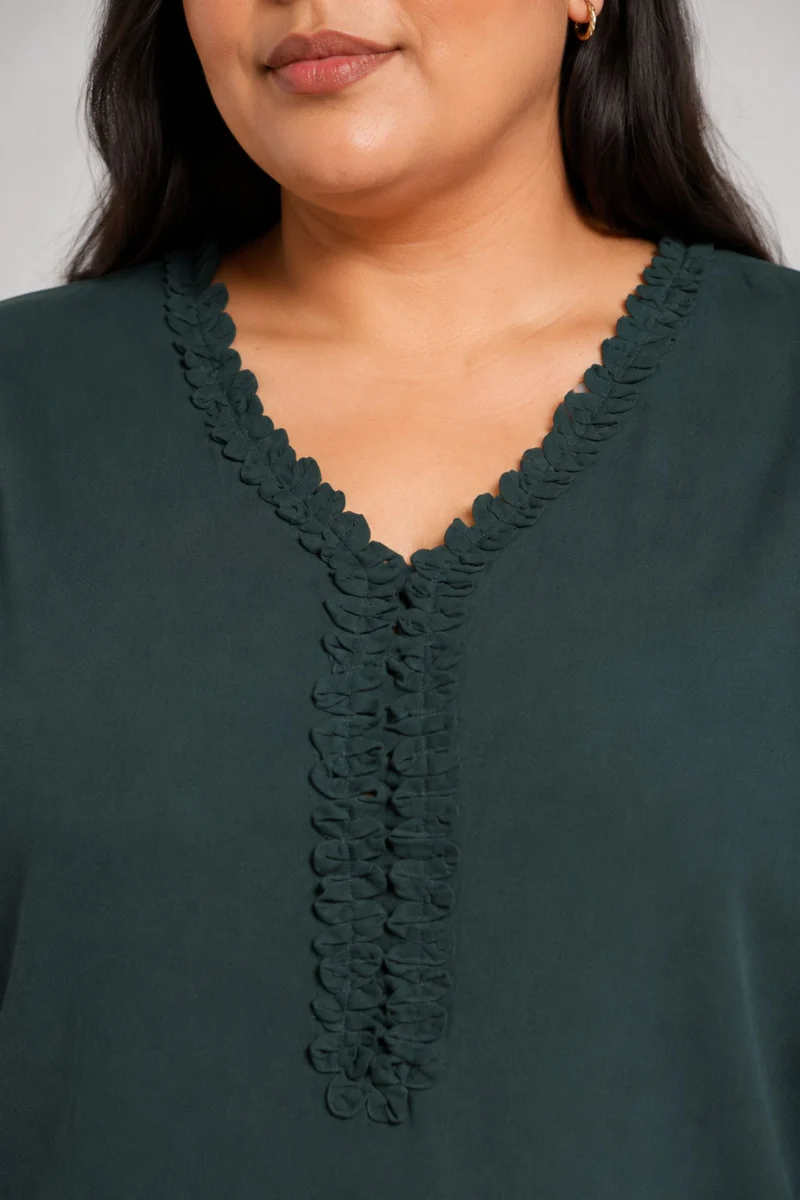 Civra|Rayon V Neck Top With Lace Detail
