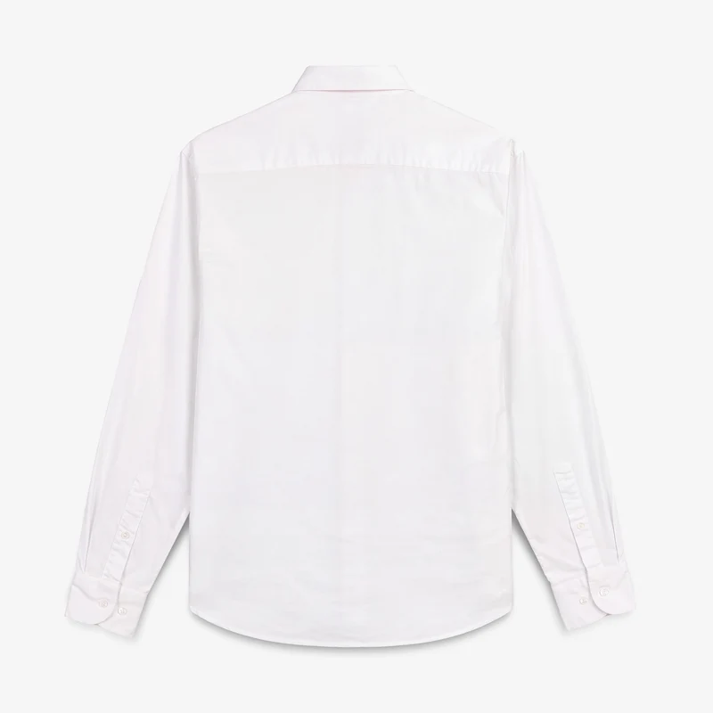 Chemise manches longues en coton oxford avec poche poitrine blanche
