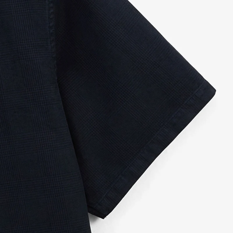 Chemise manches courtes Caracas en coton et lin bleu marine