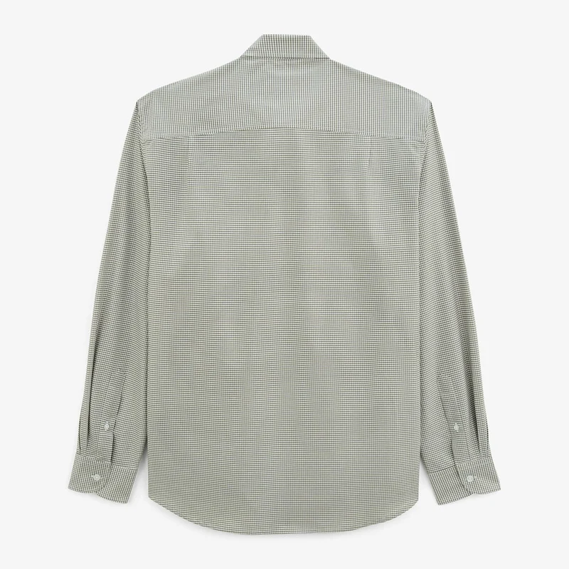 Chemise manches longues à carreaux vichy en coton vert teck