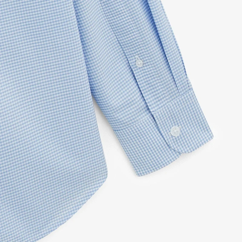 Chemise manches longues à carreaux vichy en coton bleue