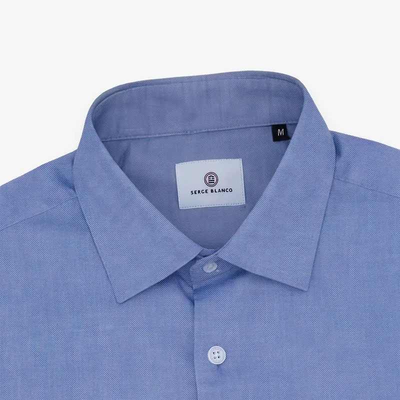 Chemise manches longues en coton bleu