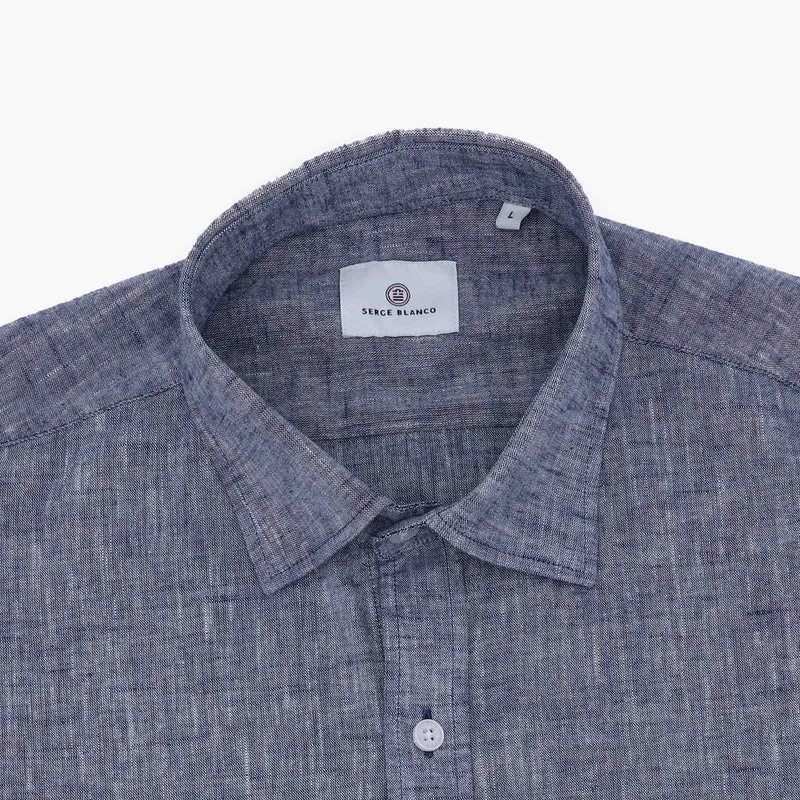 Chemise manches courtes regular bleue avec imprimé