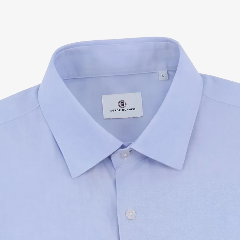 Chemise manches longues en coton fil sidogras bleu ciel