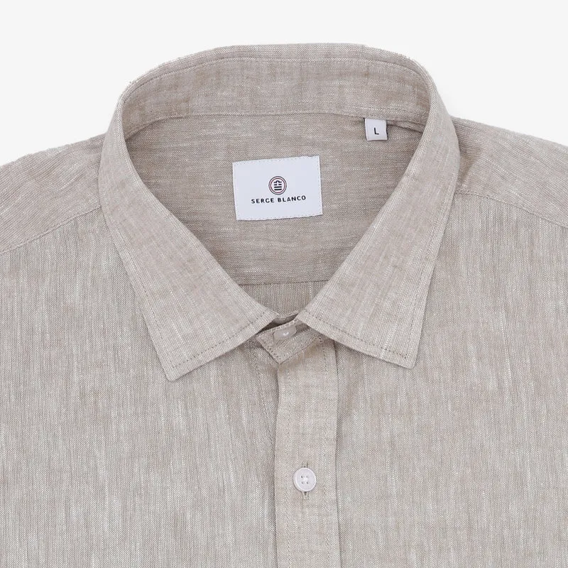 Chemise manches courtes regular beige