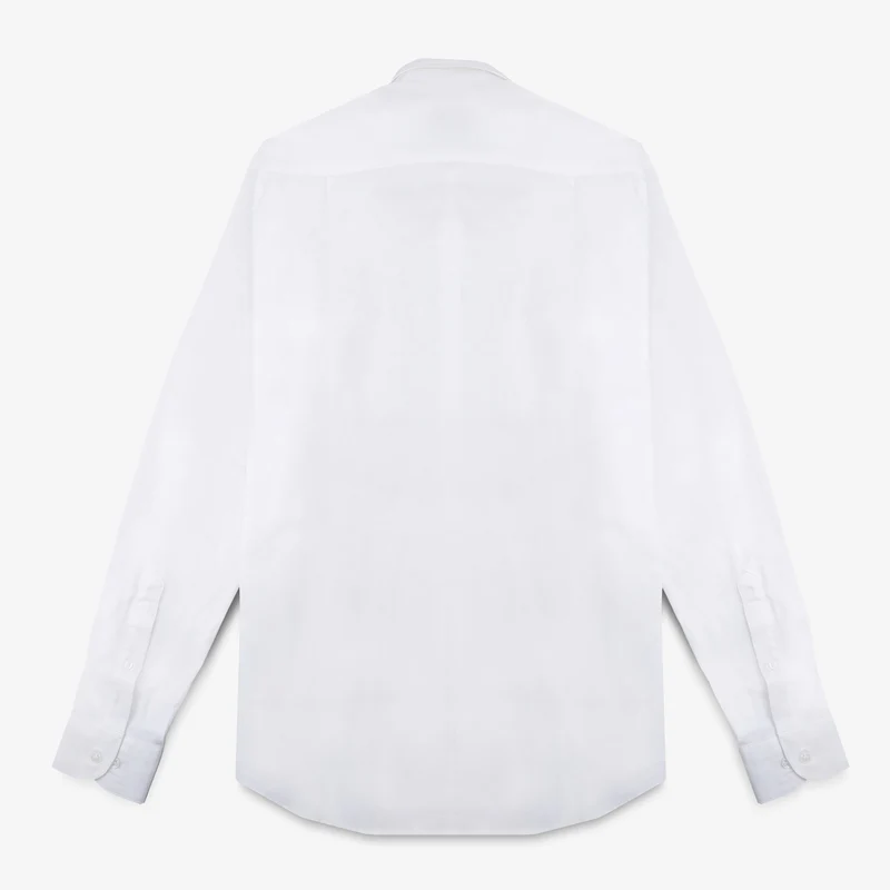 Chemise manches longues en coton avec poche poitrine blanc lys