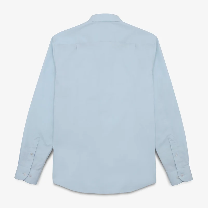 Chemise manches longues en coton avec poche poitrine bleu clair
