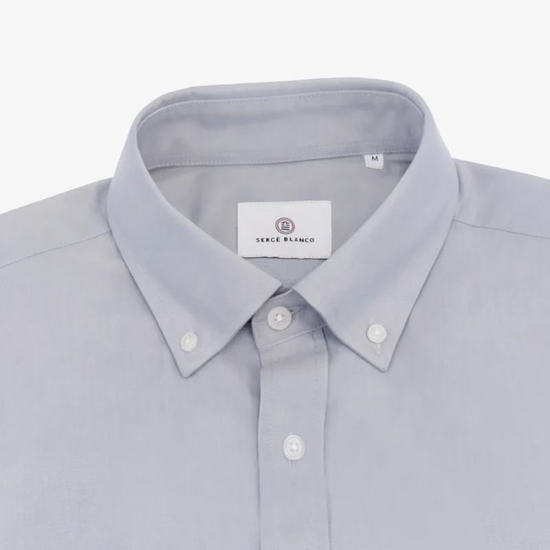 Chemise manches longues en coton avec poche poitrine diamant grise