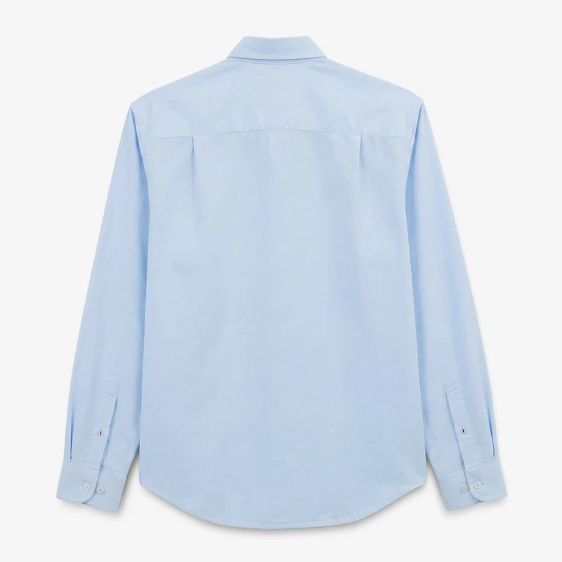 Chemise manches longues en coton oxford bleu ciel avec ganse tricolore