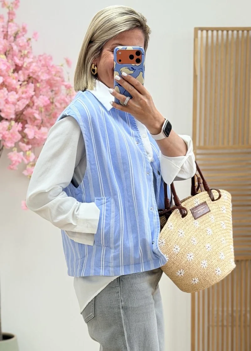 Veste sans manches en coton rayée (taille grand)