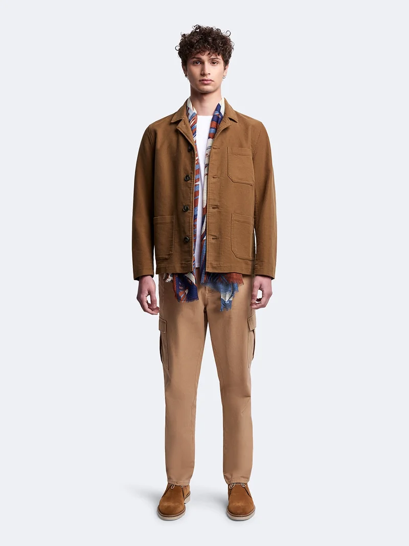 Veste casual droite en coton col chemise