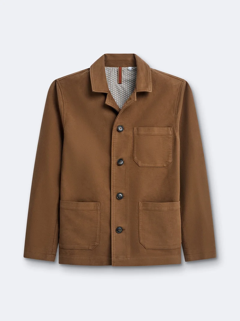 Veste casual droite en coton col chemise