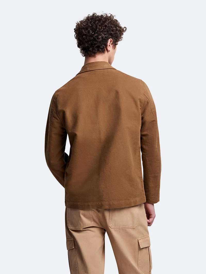 Veste casual droite en coton col chemise