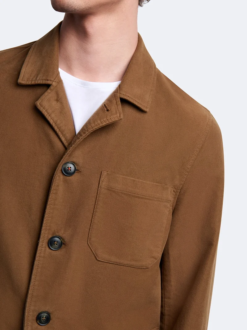 Veste casual droite en coton col chemise