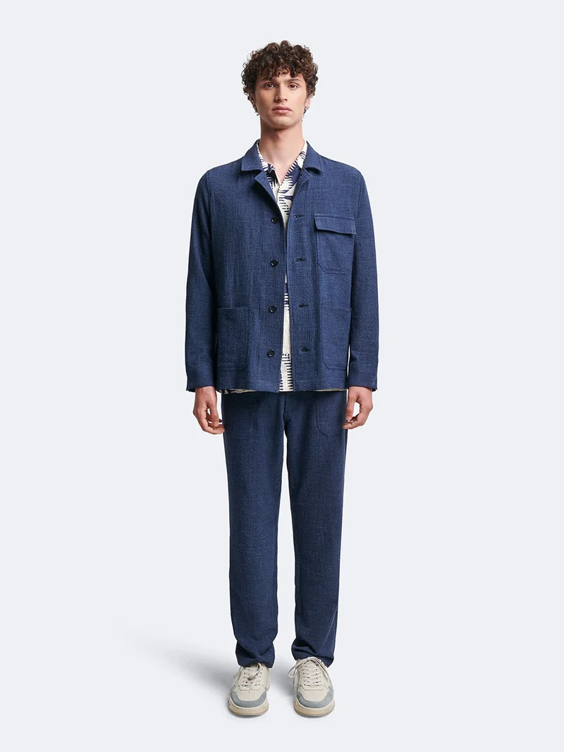 Veste casual en seersucker col chemise