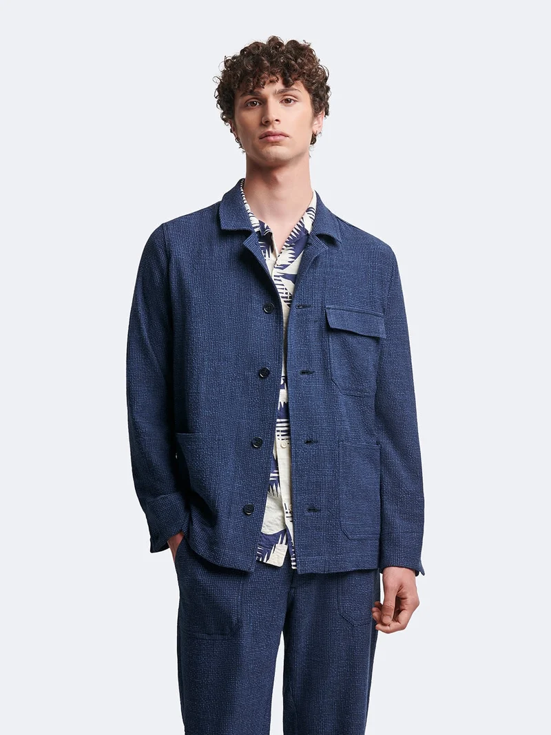 Veste casual en seersucker col chemise