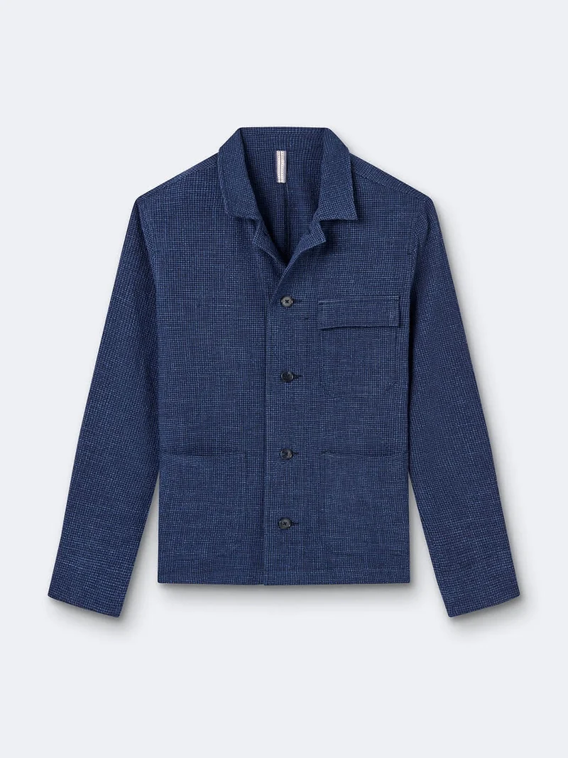 Veste casual en seersucker col chemise