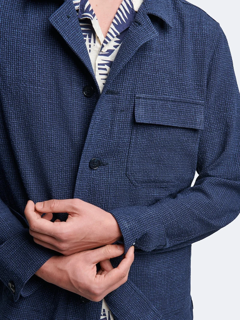 Veste casual en seersucker col chemise