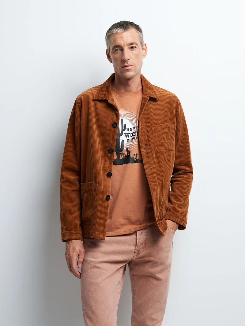 Veste casual en velours col chemise