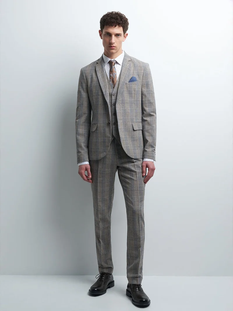 Pantalon coordonnable slim à carreaux