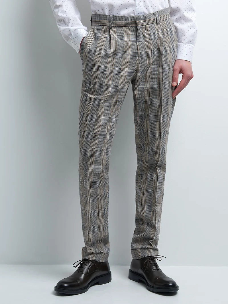 Pantalon coordonnable slim à carreaux