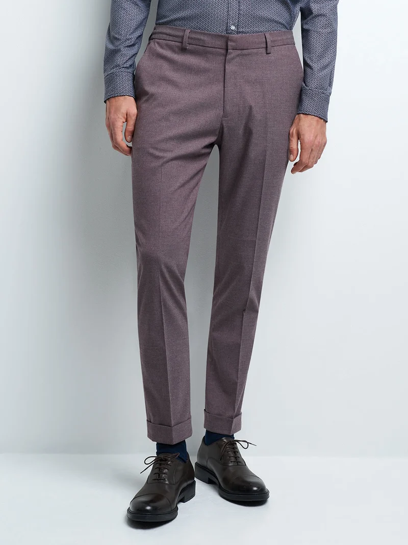 Pantalon coordonnable slim faux uni