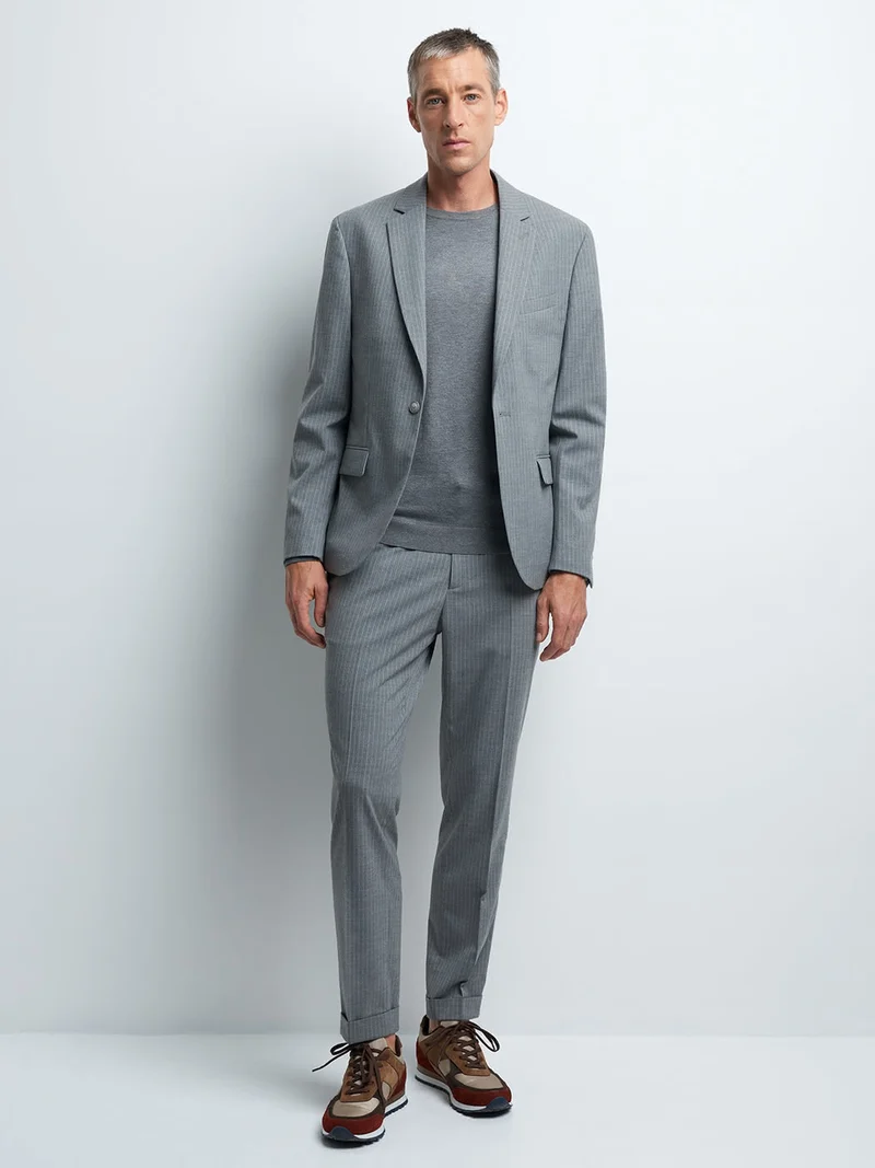 Pantalon coordonnable slim rayé