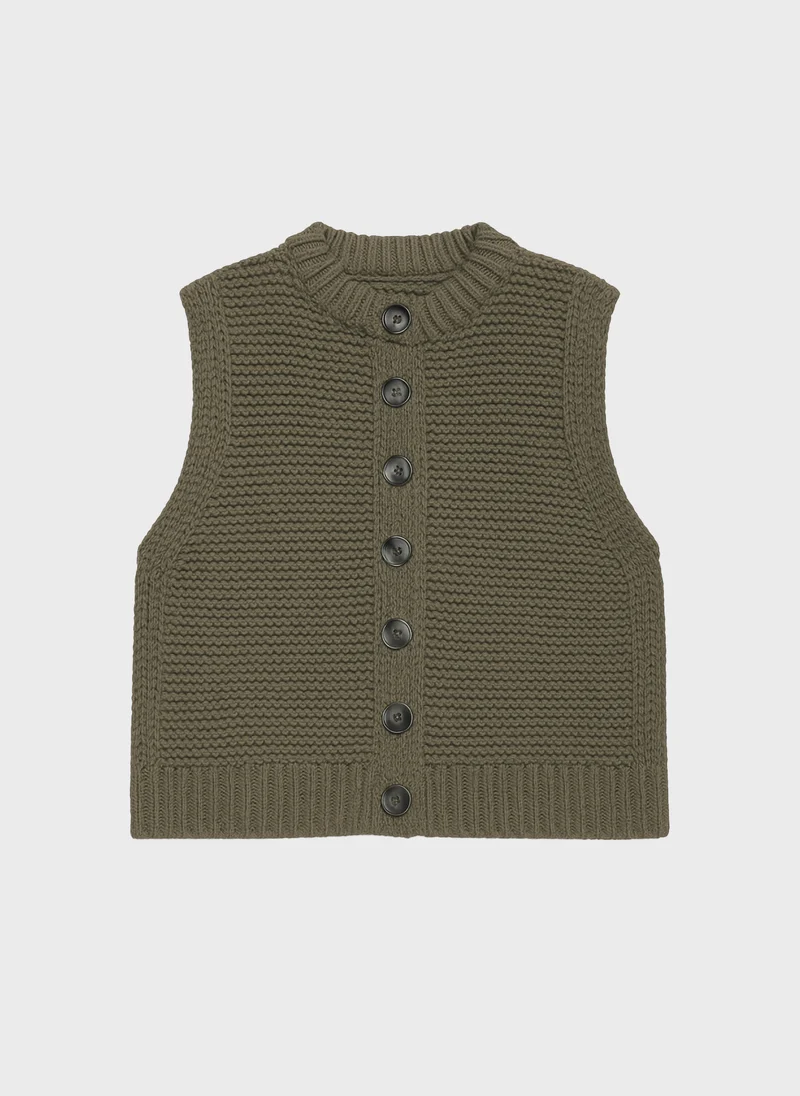 CARDIGAN SANS MANCHE LEJICKY militaire