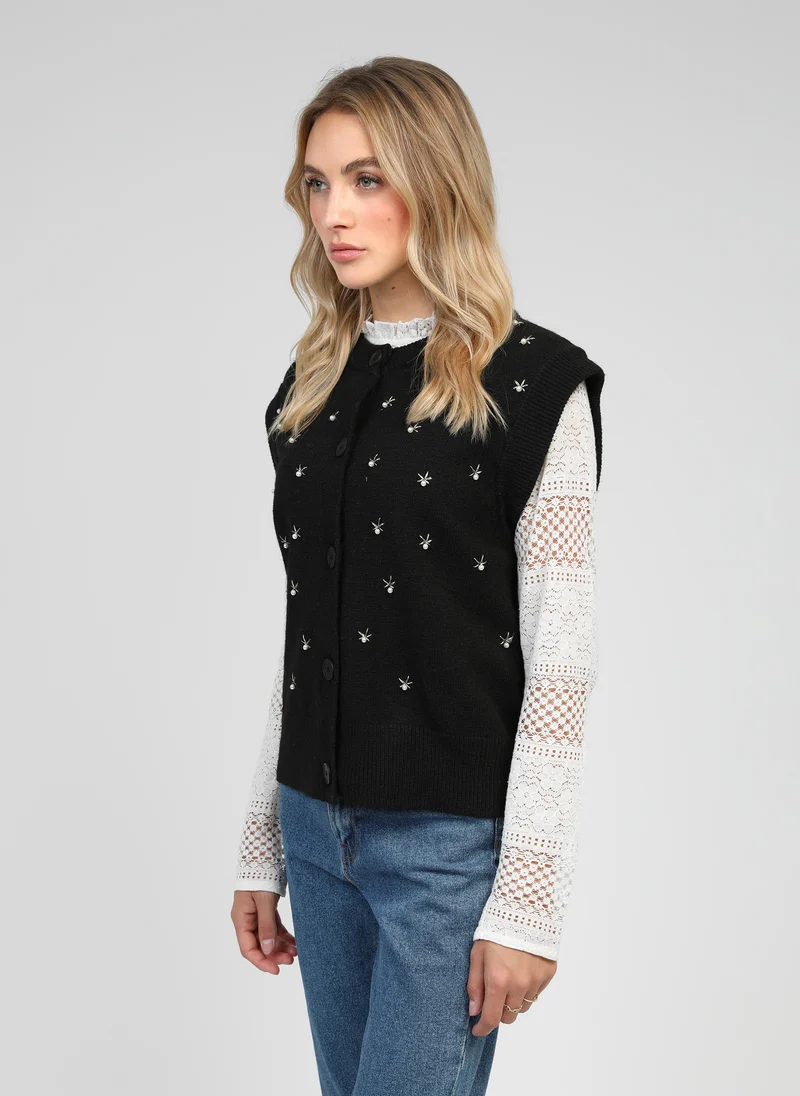CARDIGAN SANS MANCHE NOLWEN noir