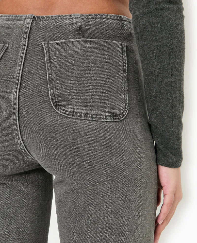 Jean flare taille haute avec poches plaquées