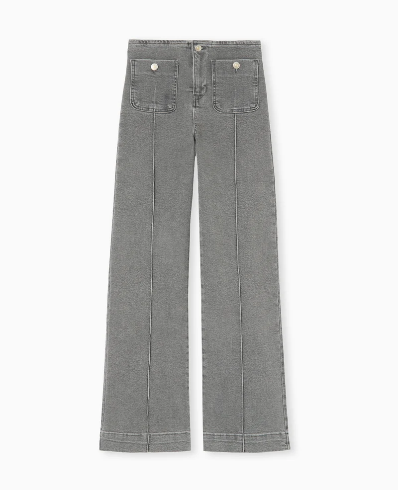 Jean flare taille haute avec poches plaquées
