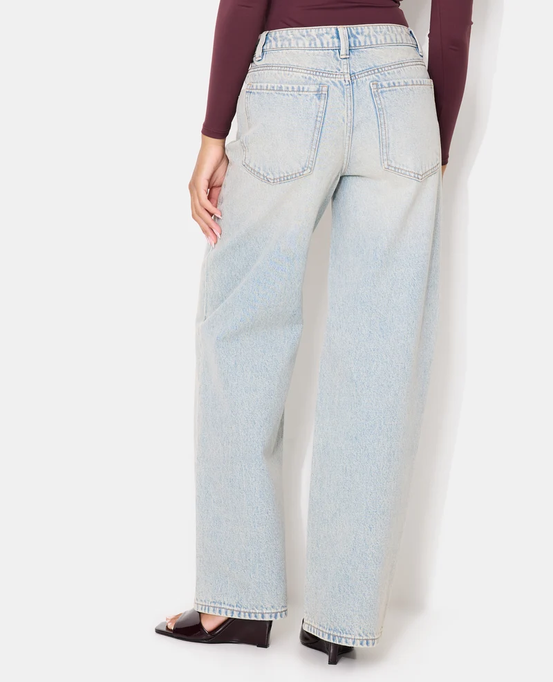 Jean wide taille haute avec strass