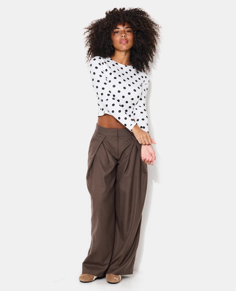 T-shirt ajusté manches longues motif pois