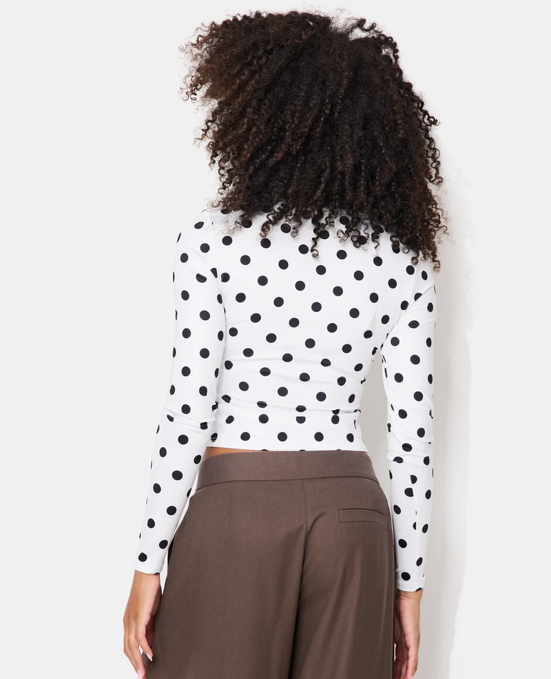 T-shirt ajusté manches longues motif pois