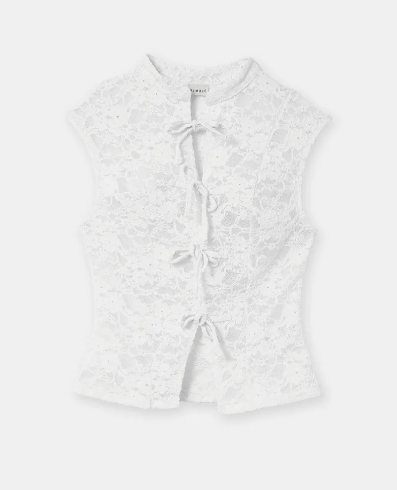 Top en dentelle col mao