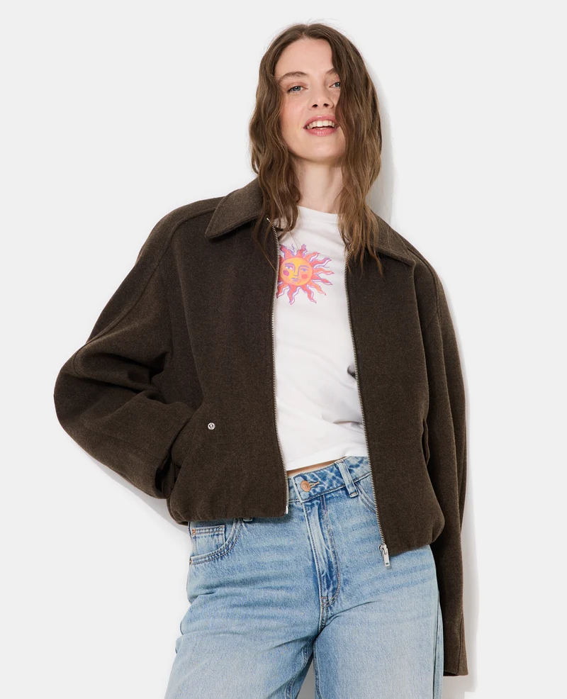 Blouson drap de laine avec zip