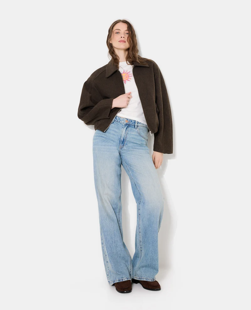 Blouson drap de laine avec zip