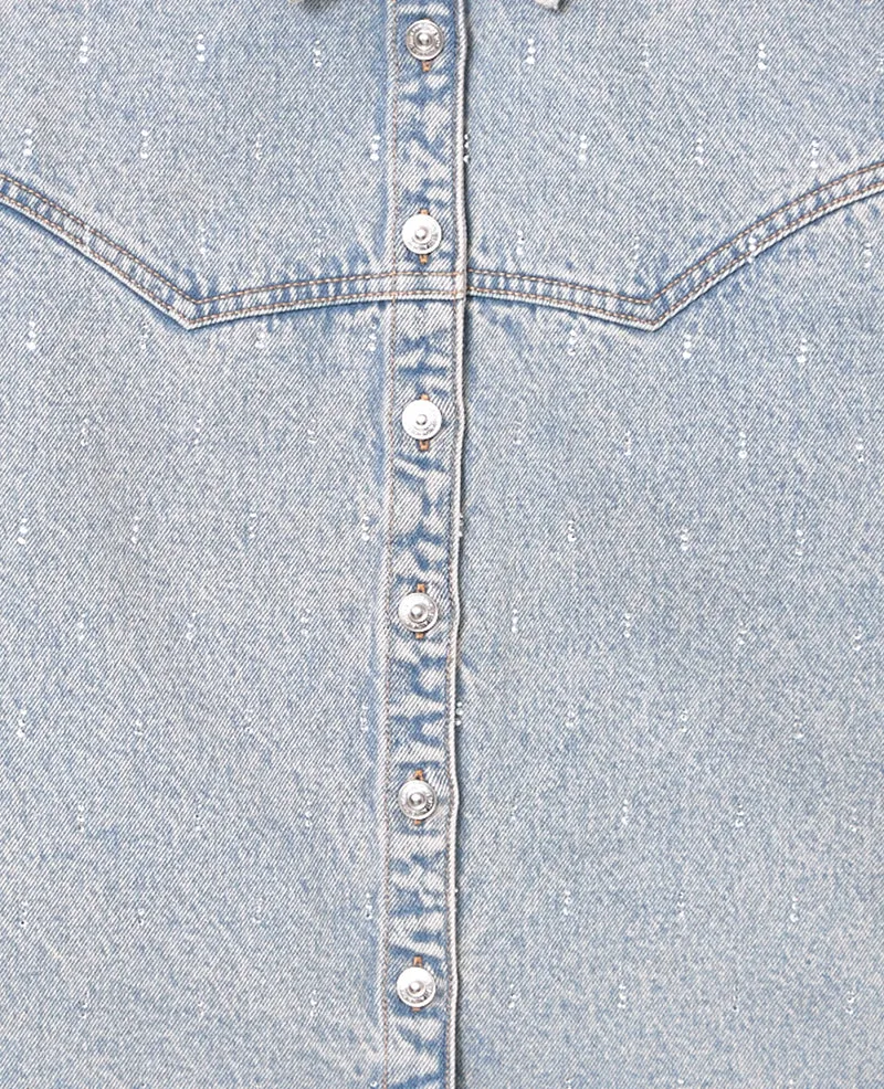 Chemise en jean avec strass en all over